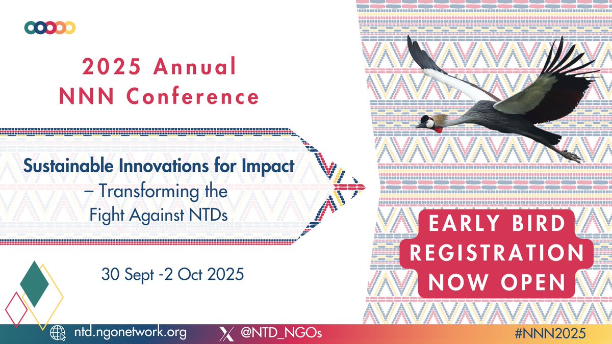 The #NNN2025 Early Bird registration is NOW OPEN! Join the 2025 NNN Conference from 30 Sept - 2 October in Kampala, Uganda.
ntd-ngonetwork.org/2025-nnn-confe…