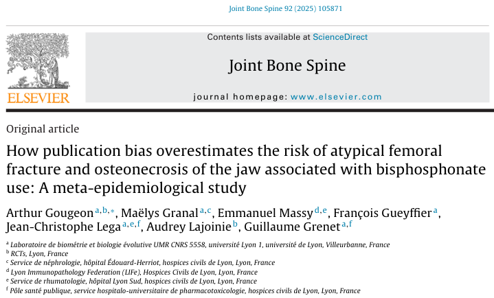 doctorneyro's tweet photo. #Bisphosphonates are widely used to treat #OP, #bonecancer, #Pagetdisease, and #hypercalcemia to reduce #fracturerisk. 

Some #metaanalyses have found evidence of #publicationbias, but rarely examined its impact or addressed it in their #conclusions.

https://t.co/2h8A0n4WE8 https://t.co/I3hinVY1a4