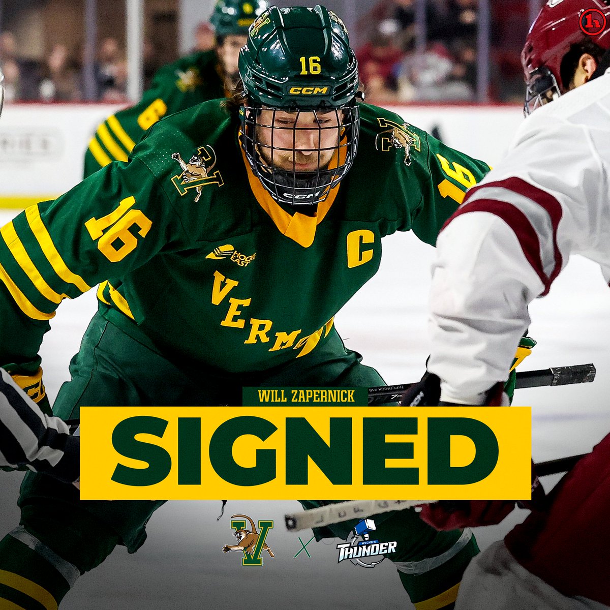 Will Zapernick, your co-captain &amp; all-time UVM leader in games played, is joining the <a href="/Wichita_Thunder/">Wichita Thunder</a>!

Make us proud 1️⃣6️⃣!
#802Hockey