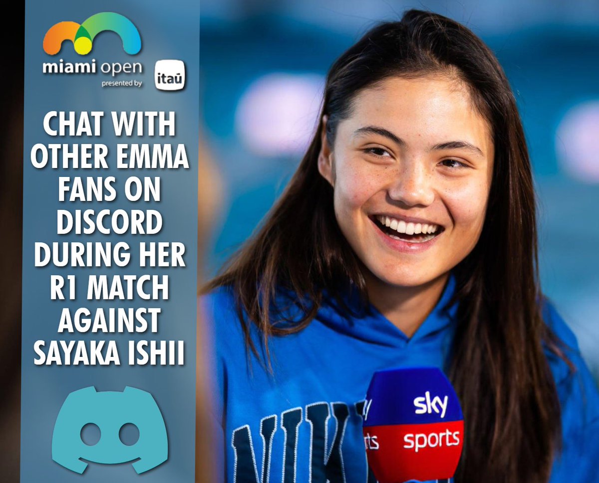 Follow Emma Raducanu’s match against Sayaka Ishii 🇯🇵 at the <a href="/MiamiOpen/">Miami Open</a> 🇺🇸🐬 with other Emma fans on Discord 👇

discord.gg/dQPQNCCaqk
