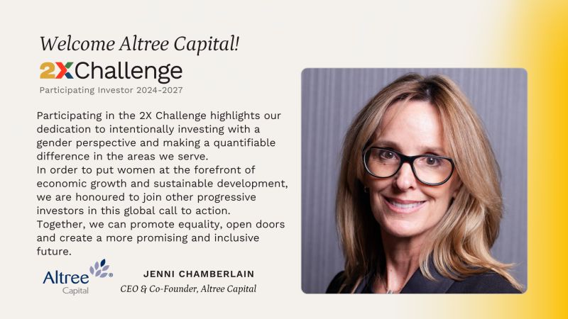 AltreeCapital's tweet photo. Altree Capital is proud to be the 9th private sector investor to participate in the 2X Challenge (2024-2027), supporting gender equality, creating opportunities, and fostering a more inclusive future. 
https://t.co/p2oyL9OfXM 
#InvestingInWomen #MovingBillionsForWomen https://t.co/PbZS9UDlJe