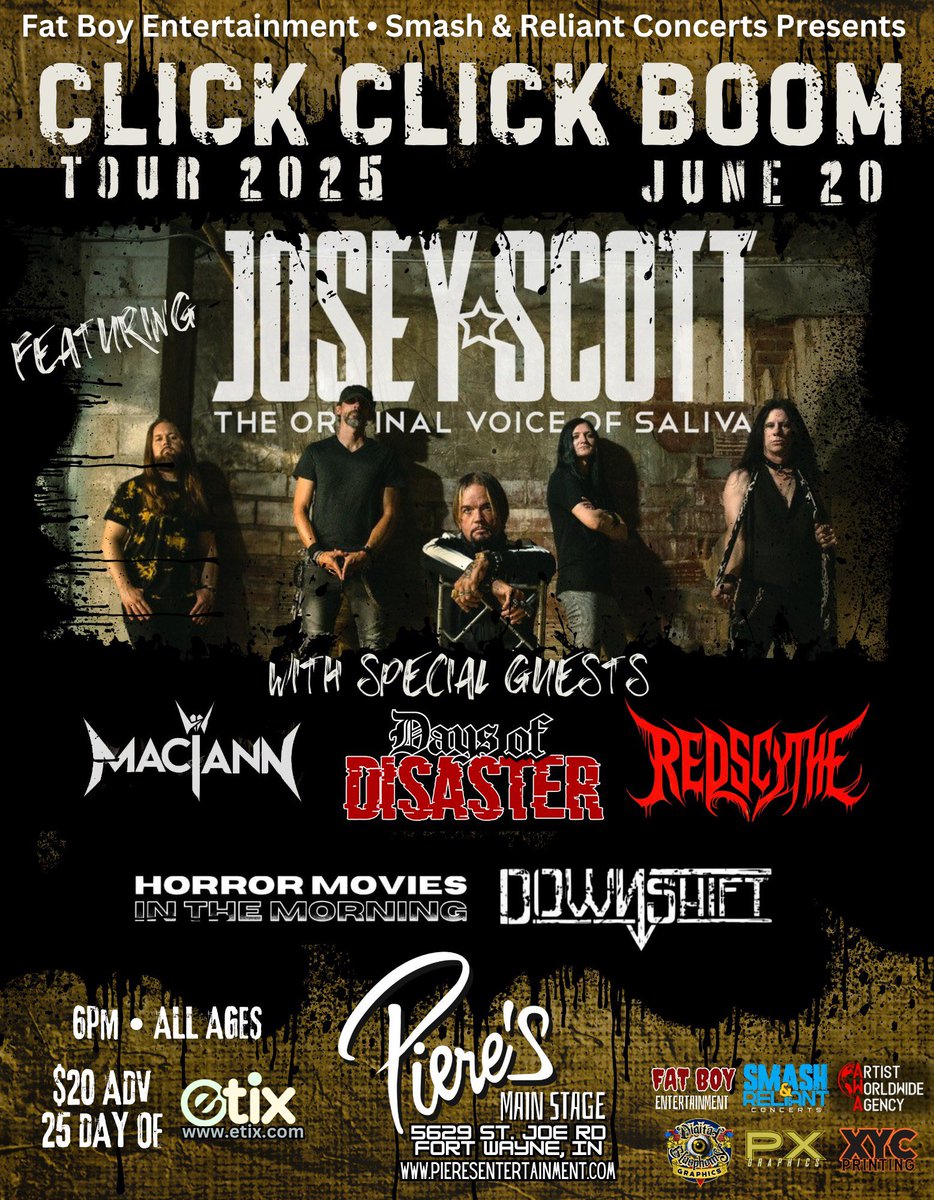 HMITM_Official's tweet photo. Upcoming shows with JOSEY SCOTT @joseyscottrocks 

// Dates //

06/20/25 - Friday
Fort Wayne, IN 
Pierre’s Entertainment Center 

06/22/25 - Sunday
New Baltimore, MI 
Diesel Concert Theatre https://t.co/MUwTZmHS2N
