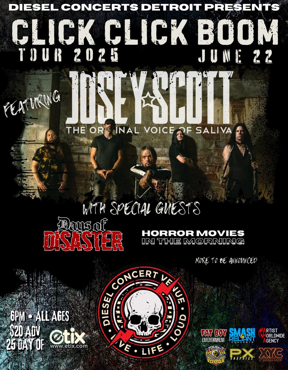 HMITM_Official's tweet photo. Upcoming shows with JOSEY SCOTT @joseyscottrocks 

// Dates //

06/20/25 - Friday
Fort Wayne, IN 
Pierre’s Entertainment Center 

06/22/25 - Sunday
New Baltimore, MI 
Diesel Concert Theatre https://t.co/MUwTZmHS2N