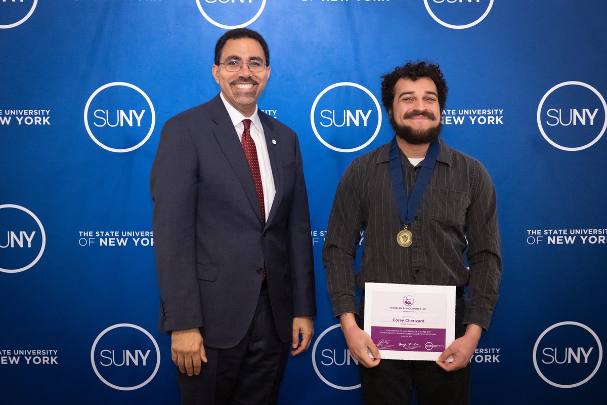 SUNY Cobleskill (@sunycobleskill) on Twitter photo Congratulations to Corey Cherizard, one of just 50 <a href="/SUNY/">SUNY - The State University of New York</a> students to be honored with the 2025 Norman R. McConney, Jr. Award for Student Excellence. Celebrating its sixth class, the award recognizes outstanding EOP students for their academic merit.
bit.ly/42dHjix Congratulations to Corey Cherizard, one of just 50 <a href="/SUNY/">SUNY - The State University of New York</a> students to be honored with the 2025 Norman R. McConney, Jr. Award for Student Excellence. Celebrating its sixth class, the award recognizes outstanding EOP students for their academic merit.
bit.ly/42dHjix