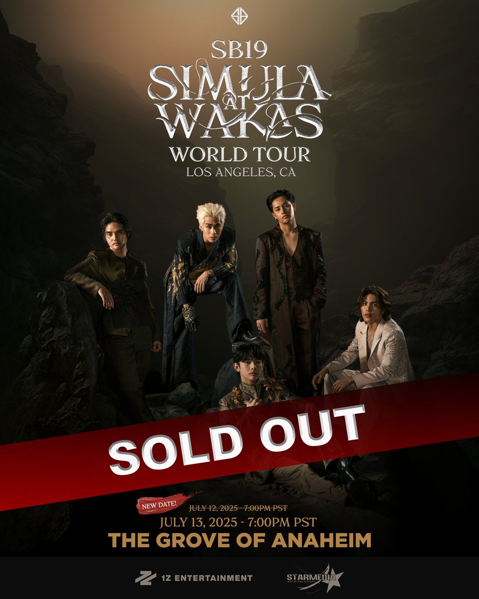 DAMn LOS ANGELES! 🍎 WE'VE SOLD OUT IN 5 MINUTES!!! 🔥🔥🔥

Thank you for all the support for SB19! We look forward to seeing you all at the Grove of Anaheim on July 13!

For show updates and more information on the tour, visit starmediaentertainment.com or stay updated on our
