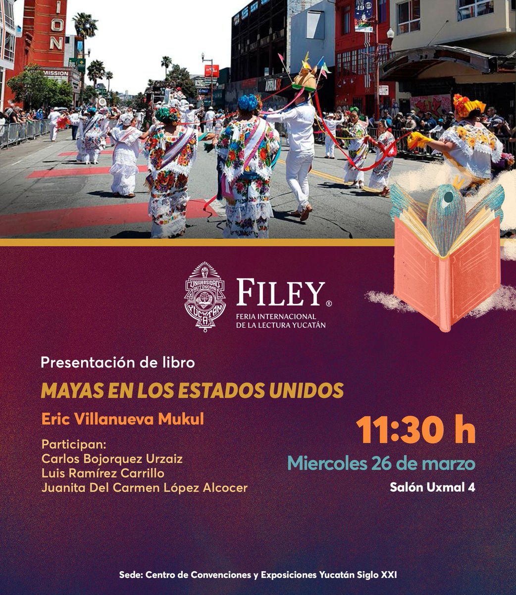 Ahora en la Filey Yucatan. 26 de marzo. Siglo XXI. 11.30am. Te espero. #Mayas #USA #indigenas #Yucatán <a href="/martinespinosa/">Martín Espinosa</a>  <a href="/Beatriz_Mojica/">Beatriz Mojica Morga</a>  <a href="/alejandrorobmx/">Alejandro Robles</a>   <a href="/erivaszavala/">ENRIQUE RIVAS ZAVALA</a>