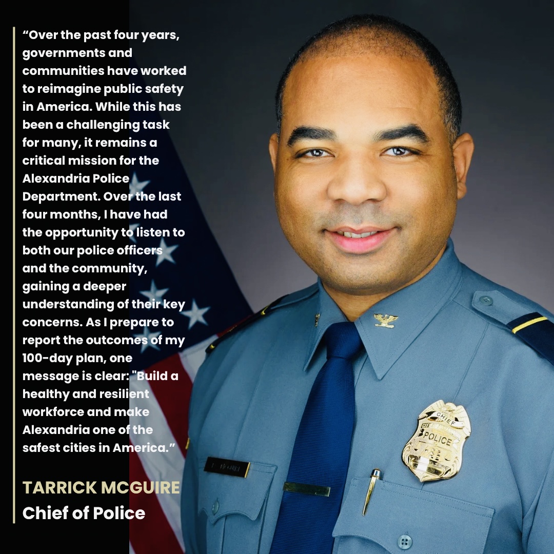 AlexVAPDChief's tweet image. Reflecting on the past 100 days, it is the valuable relationships I've forged within our community and department that are incredibly important to me. Together, we strengthen public safety as #OneAlexandria and #OneAPD.