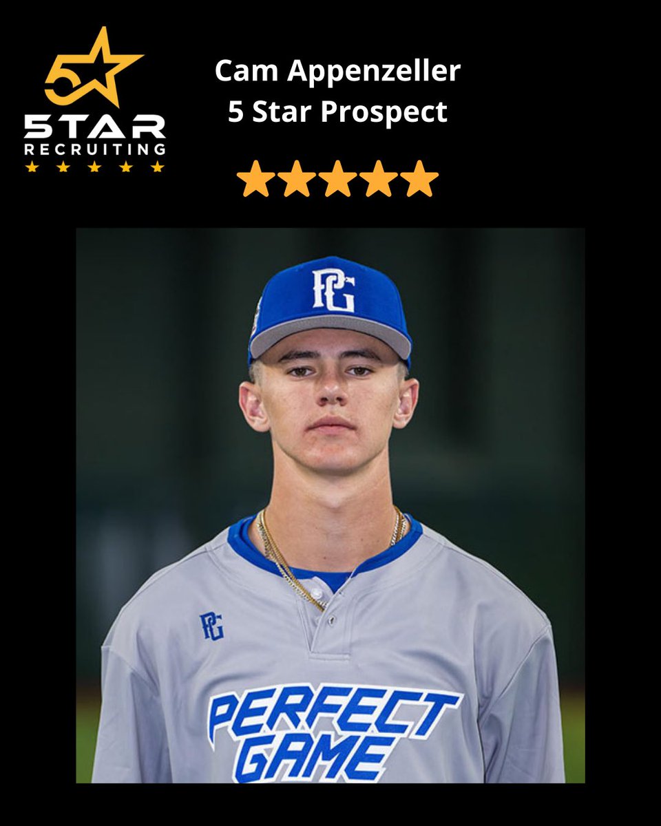 5tarBaseball's tweet photo. 2025 5 ⭐️ Prospect
Cameron Appenzeller 
LHP
Springfield, IL
Tennessee Commit 

@CamAppenzeller @Vol_Sports @GBGbaseballUSA 

#5tarbaseball #mlbdraft #ncaabaseball #highschoolbaseball #5starprospect  #baseballrecruiting https://t.co/513BEa1R9a