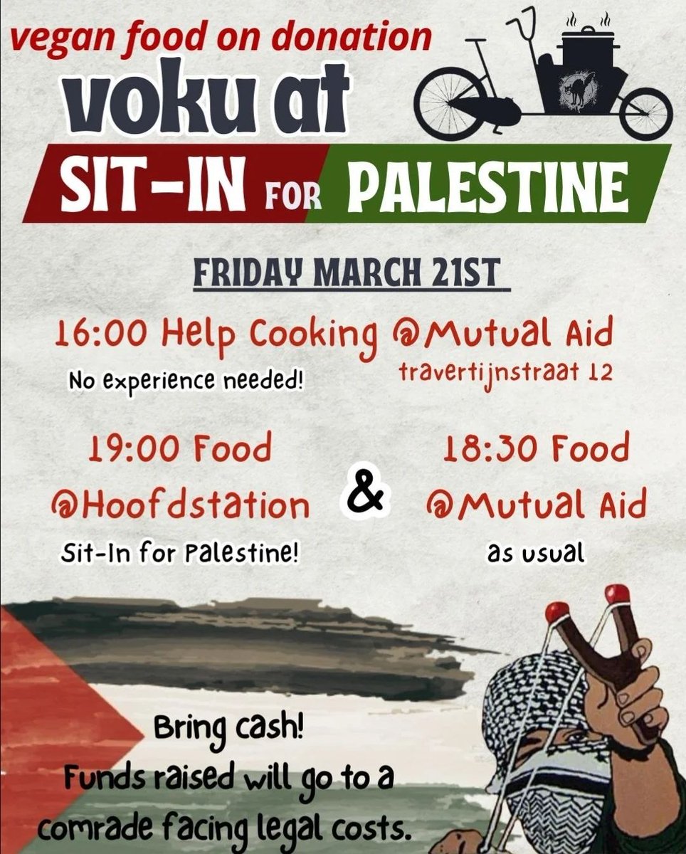 GroFemNet's tweet image. UPDATE ON THE SIT IN THIS FRIDAY

Cooking starts at 16:00, no experience needed to help out!

For those not joining the demo, food is served as usual at Mutual Aid (@mutualaidzine) at 18:30.

Bring cash! 
Funds raised will go to a comrade facing legal costs.