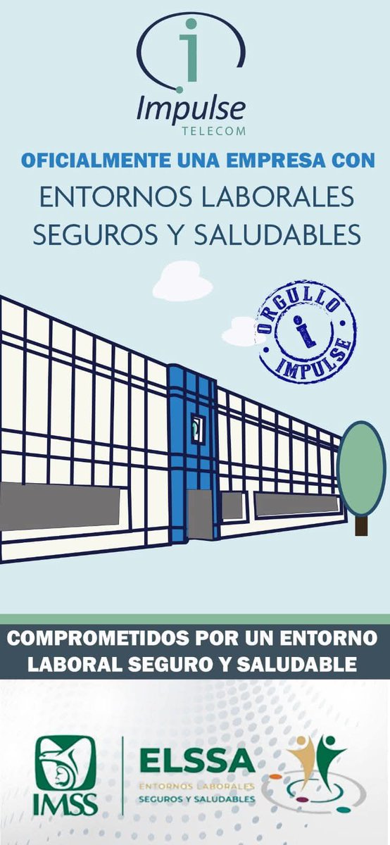 VacantesImpulse's tweet photo. Estamos muy felices de comunicarles que Impulse Telecom oficialmente es una empresa reconocida por contar con Entornos Laborales Seguros y Saludables.
#distintivoelssa #orgulloimpulse #entornossegurosysaludables Ku https://t.co/Kx7HM3Kayw