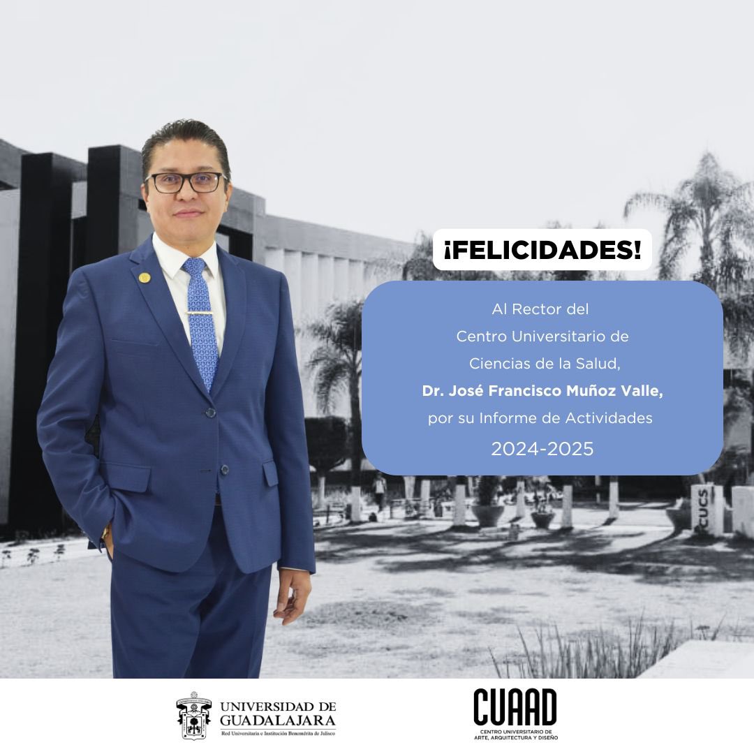 Muchas felicidades al Dr.  <a href="/JFMunozValle/">José Francisco Muñoz Valle</a> y al <a href="/OficialCUCS/">CUCS</a> por el aumento de oferta educativa, los logros en investigación y por su servicios de salud dirigidos a la comunidad. 👏🏼