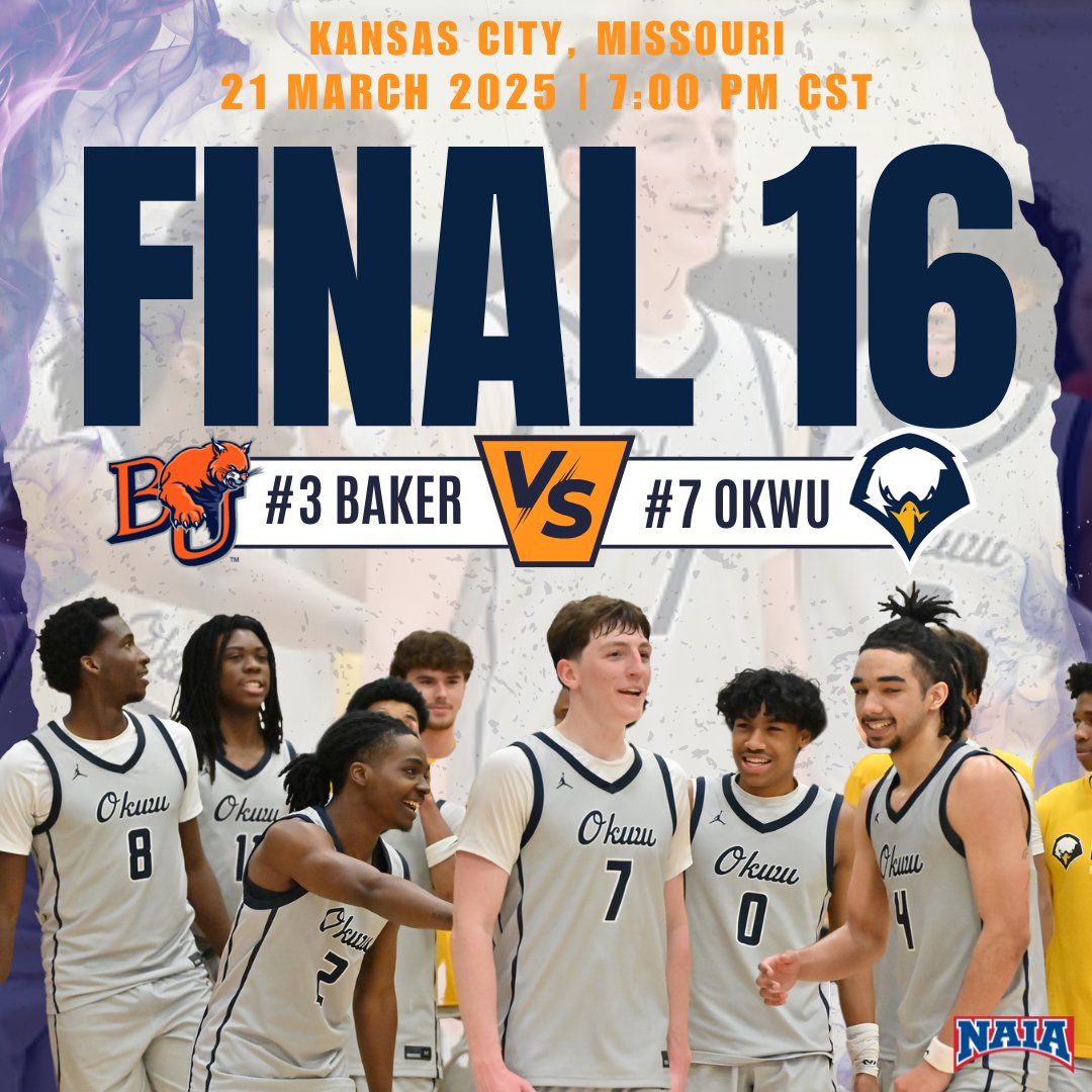 MBB: FINAL 16 🏀

<a href="/OKWUeagles_MBB/">OKWU Men’s Basketball</a> is off to Kansas City, MO for the Final 16 of the NAIA National Tournament! The Eagles face off against #3 Baker University on Friday at 7:00PM! 

Visit okwueagles.com for final site info! 

#GoEagles