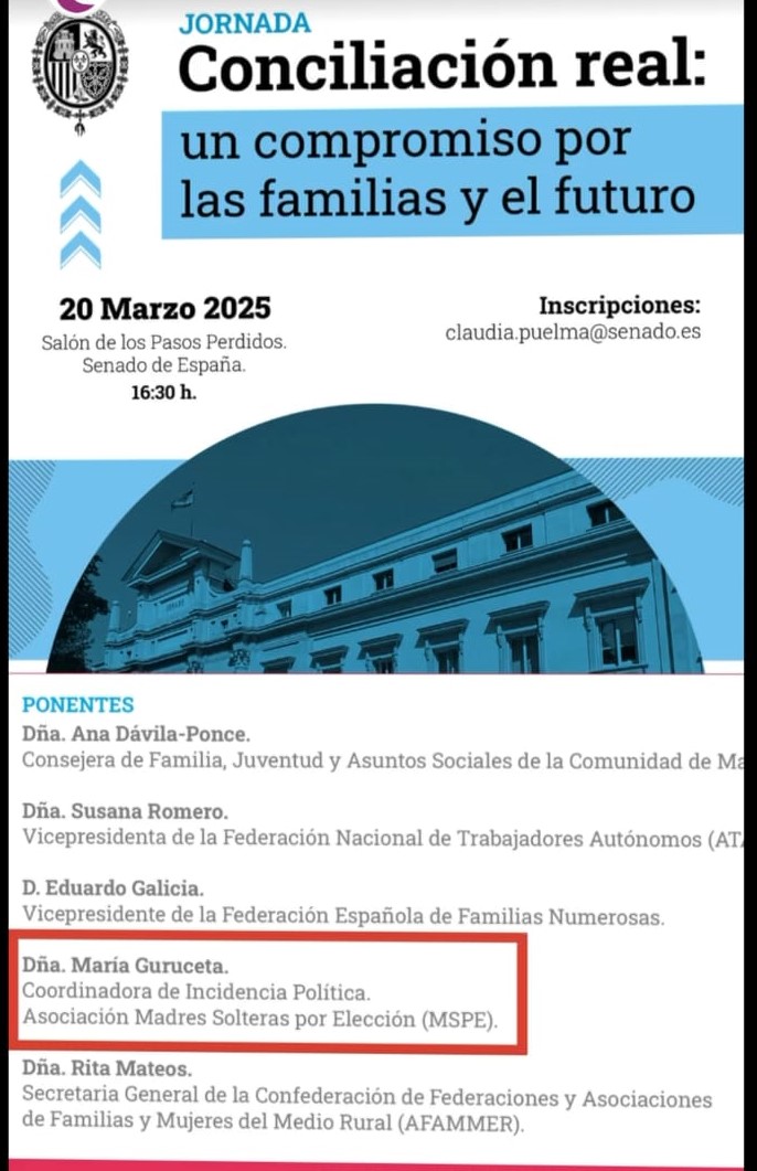 FAMOIB's tweet photo. Potser vos interessa. Ampliar horitzons i veure com pot ser la conciliació quan no hi ha una altra persona progenitora @marga_duran @cabrer_catalina @Irantzuf @MartaCarrio @Maitetorrentp @AresFerLom i resta de la COMISSIÓ D'ASSUMPTES SOCIALS. Inscripcions claudia.puelma@senado.es https://t.co/B6KhI0T9rH