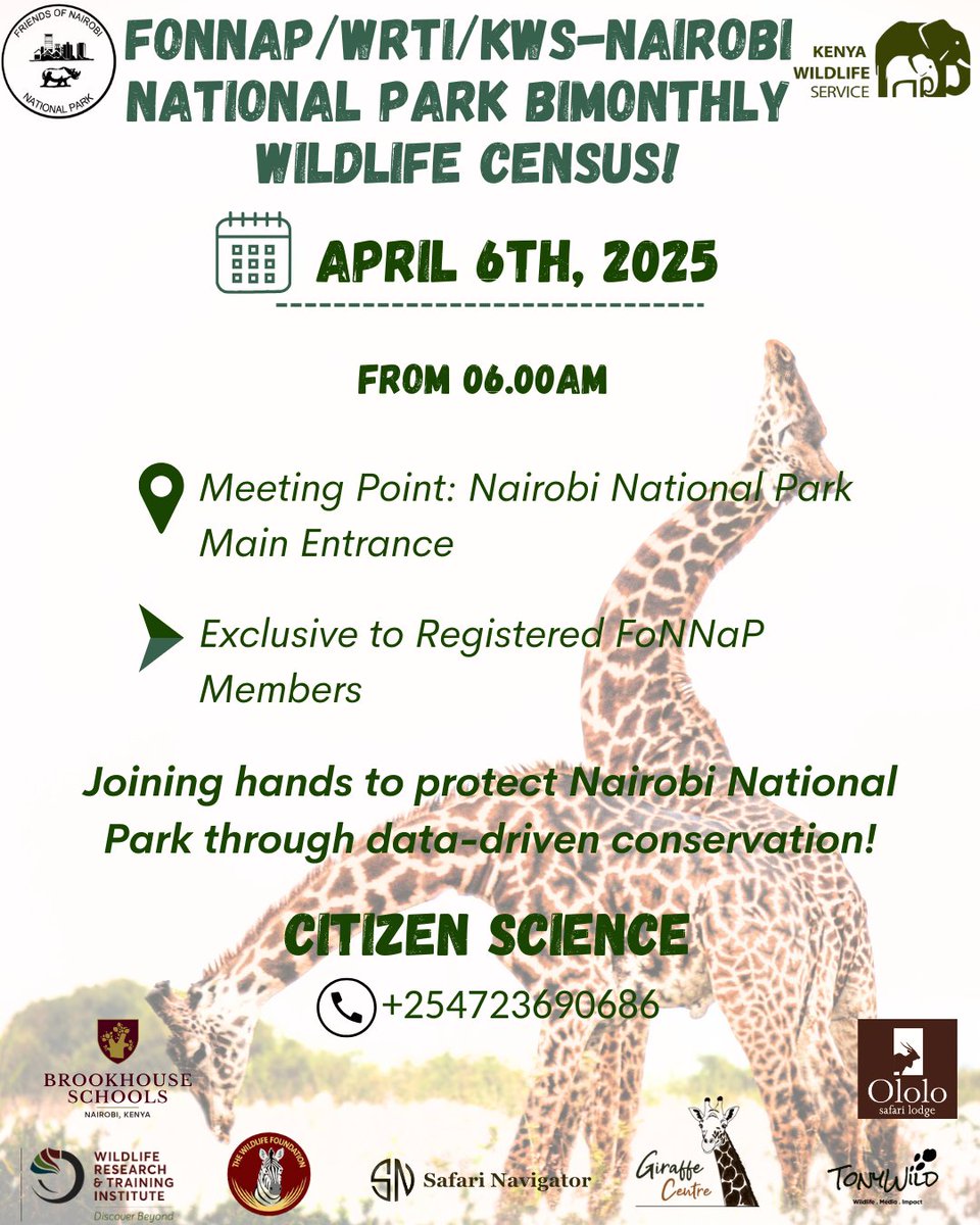 Counting to conserve. 
#wildlifeconservationke 
#Tunzamaliyako
#Nairobinationalpark