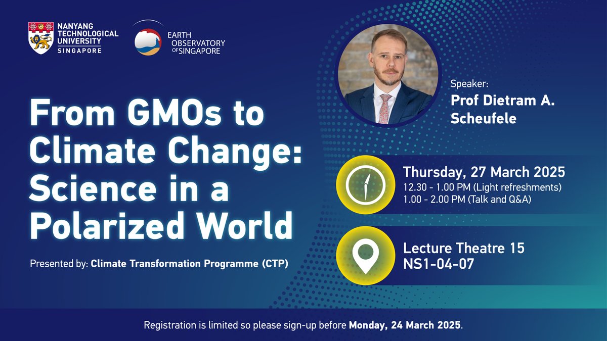 Earth Observatory SG (@eos_sg) on Twitter photo Organised by the Climate Transformation Programme, this public talk at <a href="/NTUsg/">NTU Singapore</a>
will explore 3 main challenges confronting science communicators today. Register for the event now: bit.ly/42dnCYd Organised by the Climate Transformation Programme, this public talk at <a href="/NTUsg/">NTU Singapore</a>
will explore 3 main challenges confronting science communicators today. Register for the event now: bit.ly/42dnCYd