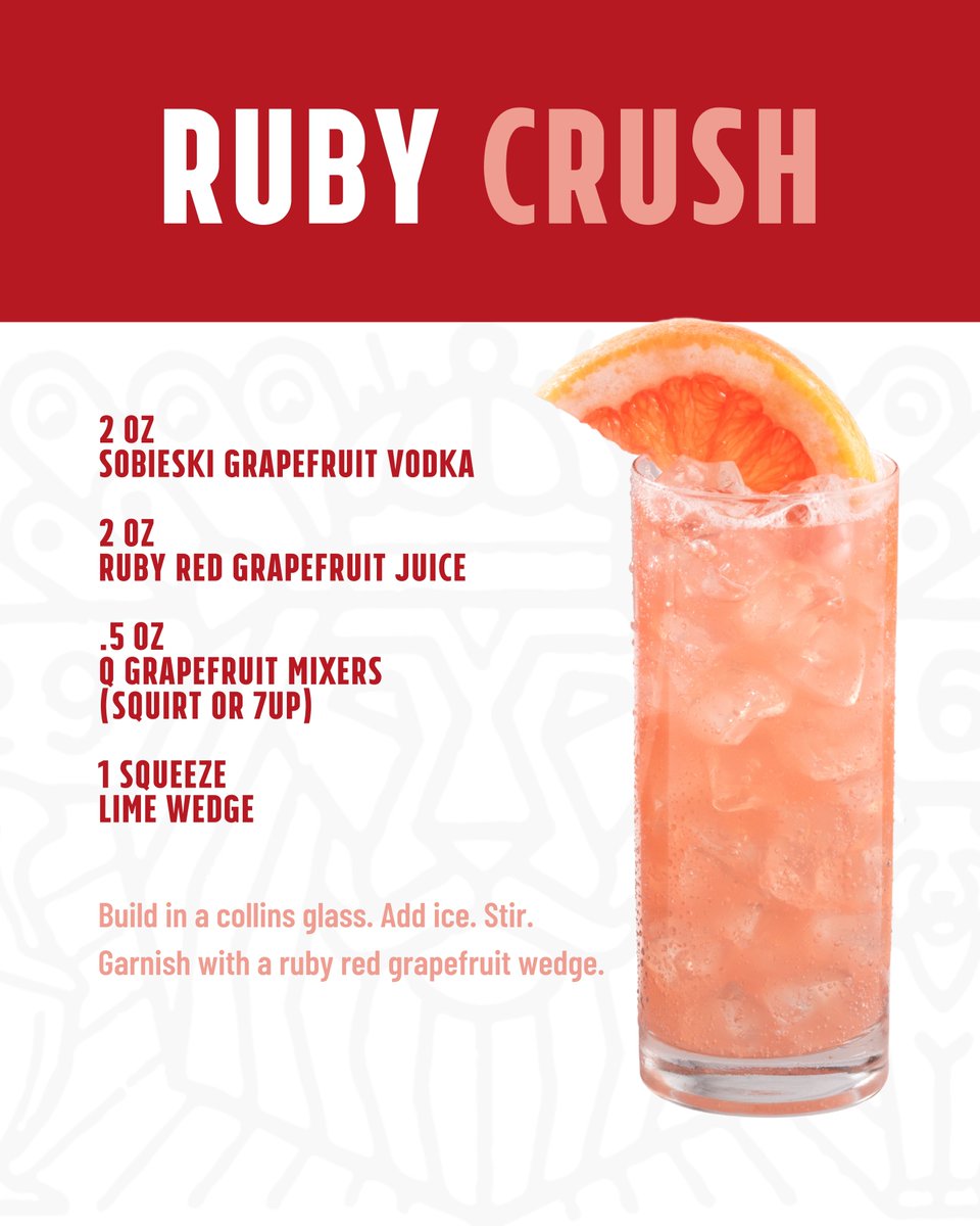 Shade, Punch, Crush. Three cocktails, one zesty Sobieski Grapefruit Vodka. 🍹