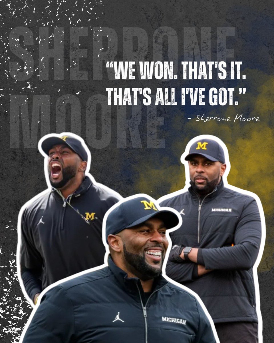 ReliaQuestBowl's tweet image. Coach Sherrone Moore's iconic response said it all.   

#MichiganFootball #PostGameTalk