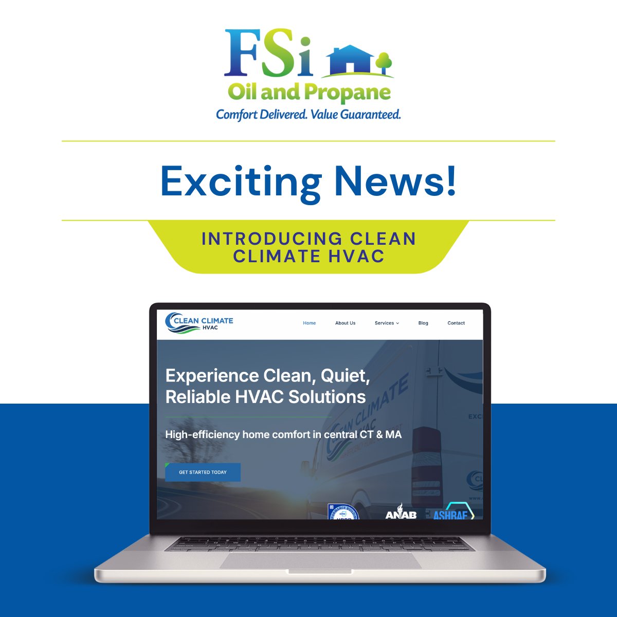 FSiPropane's tweet image. We have exciting news! We&apos;re happy to announce our new sister company, Clean Climate HVAC, coming soon. cleanclimatehvac.com

#HVAC #CleanSolutions #HVACService #LocalExperts
