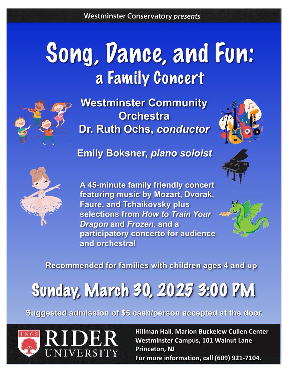 Join us next weekend for a family concert with the Westminster Community Orchestra!