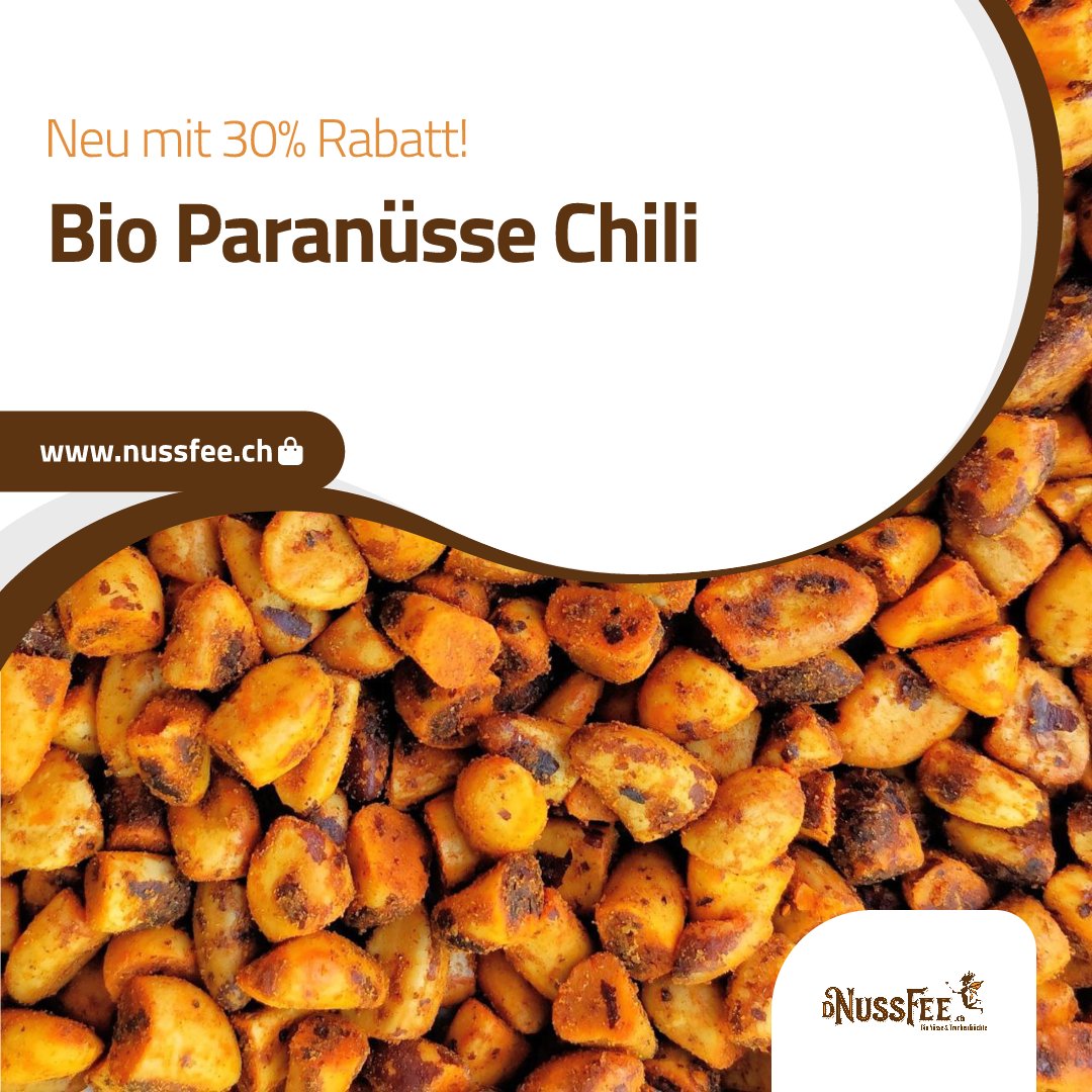 NussFee's tweet photo. 🔥 Nur für kurze Zeit: 30 % Rabatt auf unsere neuen Bio Paranüsse Chili! 🔥 Knackig, aromatisch &amp; mit genau der richtigen Schärfe! 🌿🌶️ Schonend geröstet, fein gewürzt &amp; plastikfrei verpackt. Nur solange der Vorrat reicht! 👉 https://t.co/Tpqrbj5Gwe https://t.co/B6nKmBQPc8