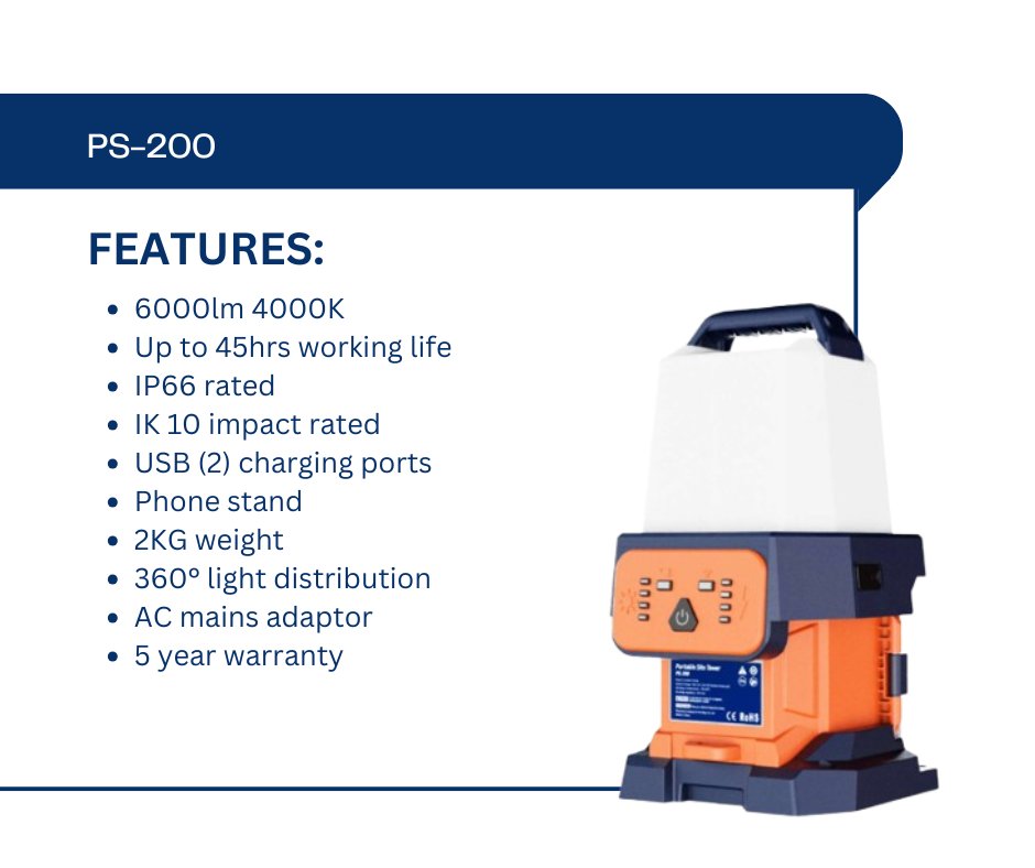 MorganHopeInd's tweet photo. 🔋 Compact, Powerful, Reliable – The PS-200! 

This 6,000-lumen powerhouse is your go-to portable site light for any job! It's built for professionals who need durability and flexibility.⚡🏗️

💡 Includes:
✅ IP66 &amp; IK10 impact rating
✅ 5-year warranty

#portablelighting https://t.co/8Kz0erHCFB