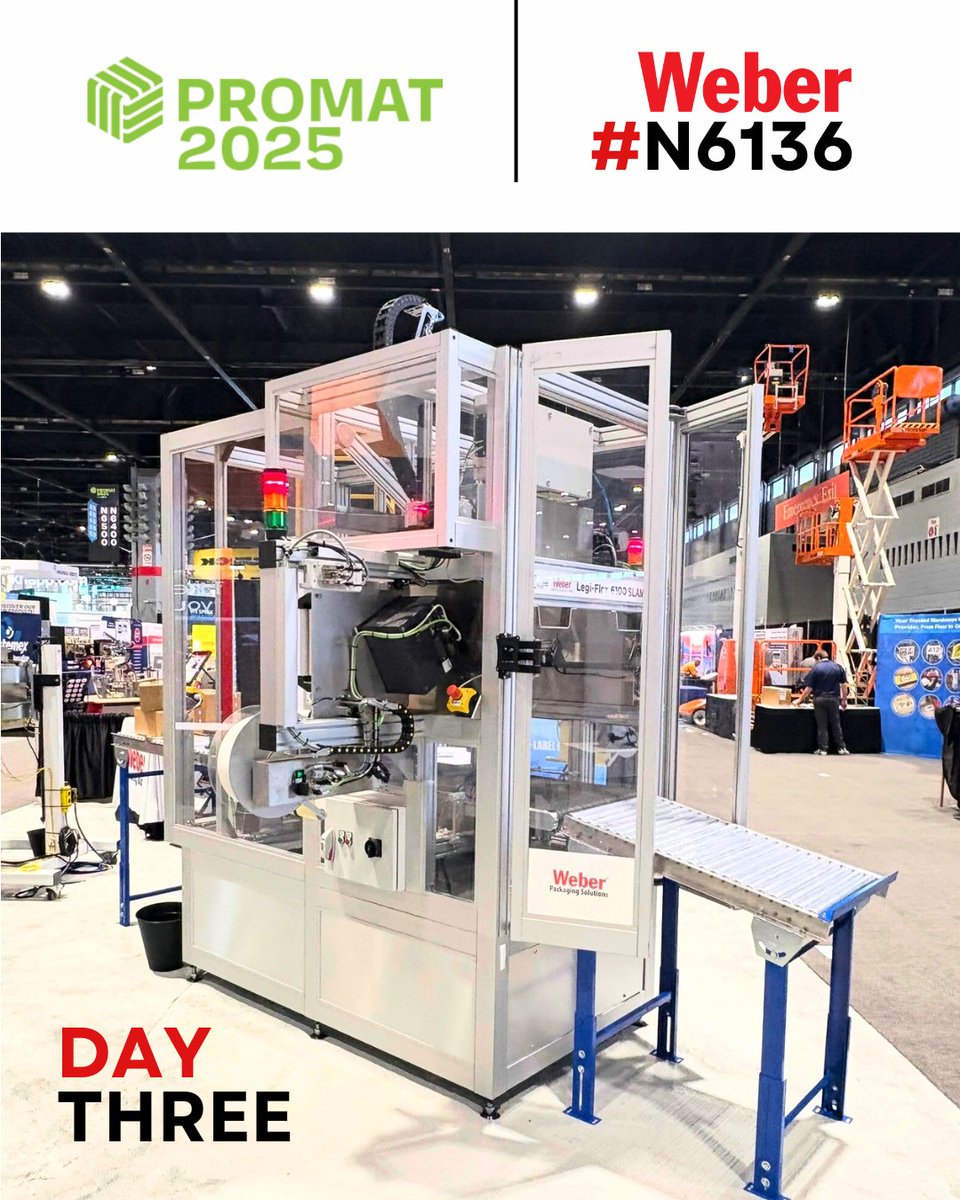 WeberPackaging's tweet image. 🚀 On day three at #ProMat2025, check-out 'the beast'—our Legi-Flex 6100 Labeling System hubs.li/Q03cw_5K0

This Weber system uses visual recognition for precise labeling &amp;amp; keeps the line moving with zero downtime! Swing by Booth N6136.

#WeberPackaging #LabelingSolutions