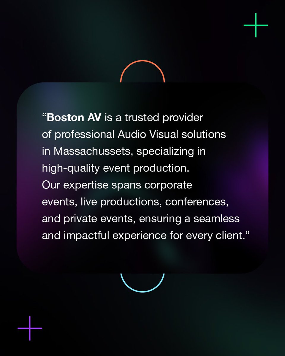 bostonav_'s tweet photo. 🔊 Why choose Boston AV? We are a trusted provider of professional audio-visual solutions in Massachusetts, delivering high-quality event production services for corporate events, live productions, and conferences.

💡 From planning to execution, we handle everything!

Let’s work together to bring your vision to life. Contact us now!

📍 Based in Boston, MA 📩 Get a quote today!

#BostonAV #AVExperts #EventProduction #LiveEvents #EventSolutions #CorporateEvents #ConferenceProduction #HybridEvents #EventTech #BostonBusiness