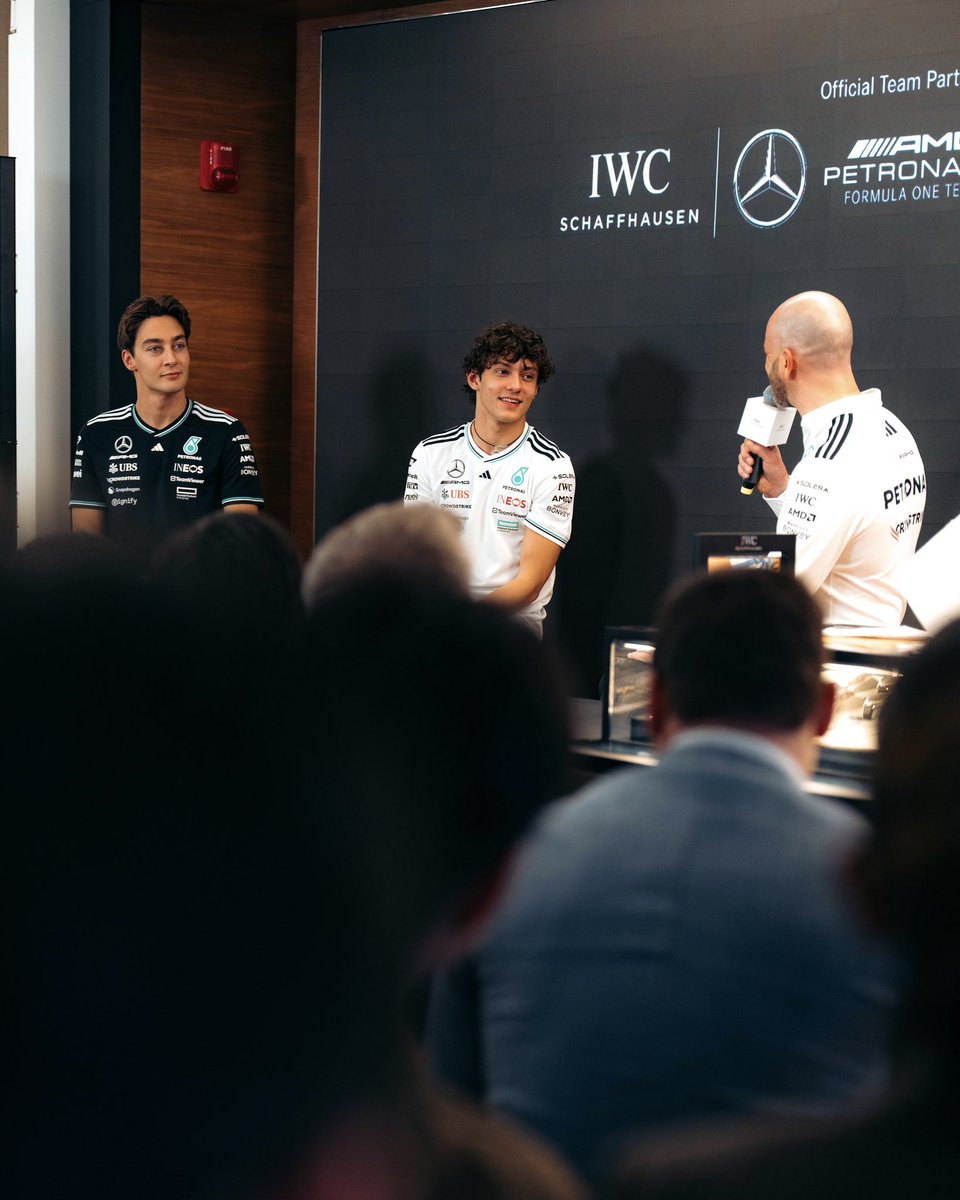 MercedesAMGF1's tweet photo. It’s time to stop by the IWC flagship boutique in Shanghai ⌚A first visit for George and Kimi! Thanks for the incredible welcome, @IWC ❤️

#TheReference | #PerformanceChronograph https://t.co/Za4SvyM0E1