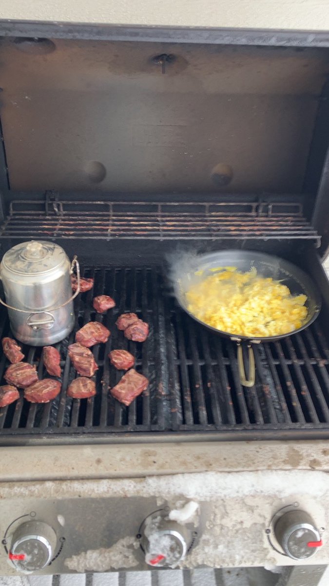 Nebraska weather is fickle … 1 day it’s 80° &amp; the next - it’s a blizzard and no electricity … improvise breakfast &amp; coffee.