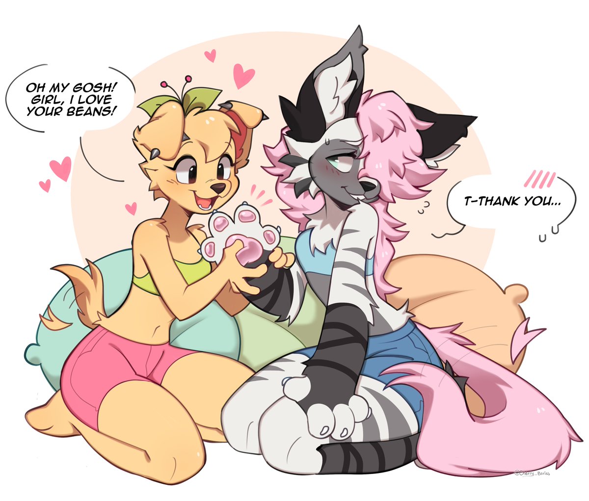 first comm for Chise on telegram! :3 loving her new character! 
slumber party