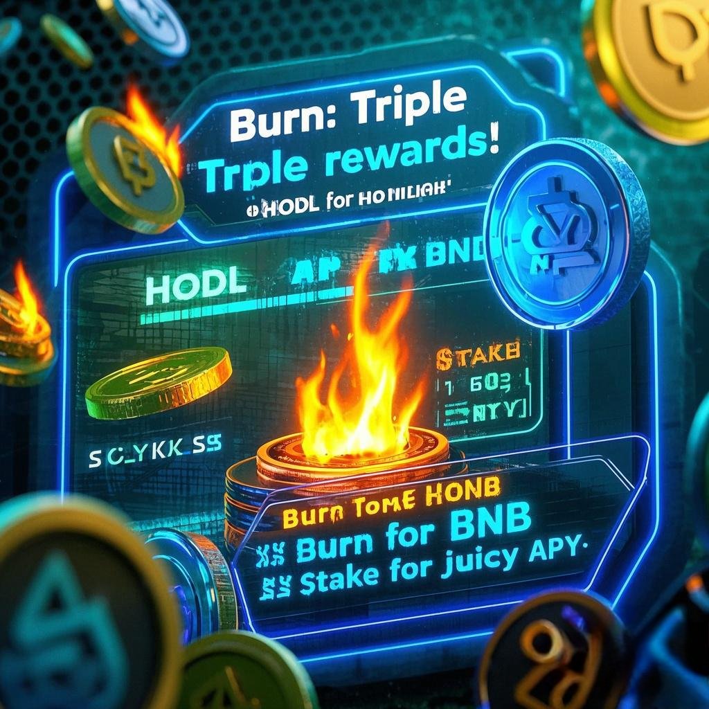 🔥#Burn: Triple rewards! 
HODL for gains🔥 
Burn for $BNB💰 
Stake for juicy APY🍯 
Switch strategies in seconds! 
Bull run profits MAXED🚀 
Trading coming soon - wealth multiplier activated! 
#CryptoHustle #BNBChain <a href="/binance/">Binance</a> <a href="/heyibinance/">Yi He</a>