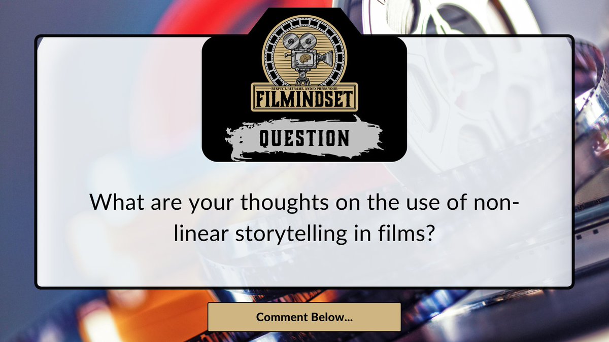 filmindset's tweet image. Twists and turns! 🔄 How do you feel about non-linear storytelling in movies? Share your take on how this technique shapes the narrative! 📽️ #NonLinearStorytelling #FilmNarrative #MovieStructure #CinematicTechniques #FilmTalk #Film #Movies #BehindTheScenes #SetLife #FilmSet
