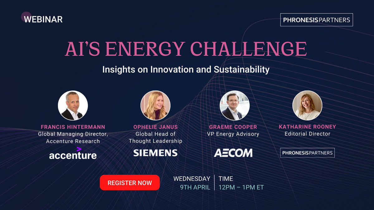 Phronesis_inc's tweet photo. AI's Energy Challenge: Insights on Innovation and Sustainability

By 2026, AI, data centers,  and crypto could double global energy use. How do we innovate  sustainably? 

Be part of the conversation with industry experts.

Register for the webinar : https://t.co/KaHfYWne7x https://t.co/YTCaoros0C