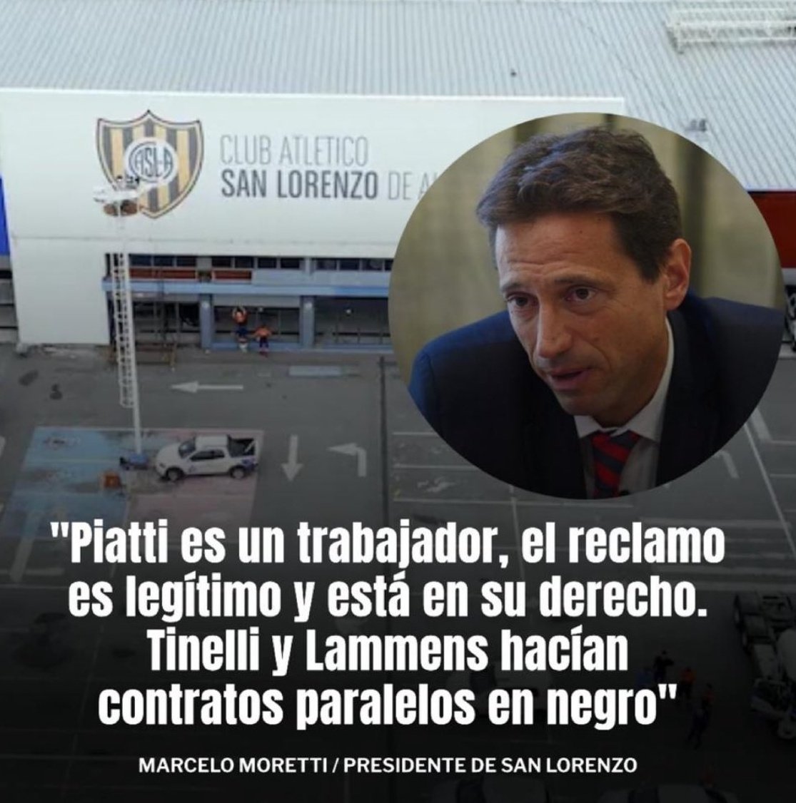 Lo único que le faltaba a este vaciador, era salir a bancar a Piatti. El era parte del consejo de fútbol cuando llegó el jugador (y todos los que están en juicio con el club). El daño que Moretti le está haciendo a San Lorenzo es irreparable.