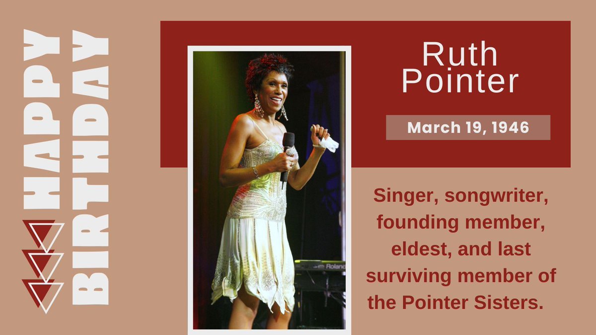 TweetingTruman's tweet photo. Happy 79th Birthday to singer, songwriter with the Pointer Sisters, Ruth Pointer, who is the eldest sister and the last surviving member of the group.
#RuthPointer
#PointerSisters
#MusicHistory
#MusicTrivia https://t.co/oblRSFtVah