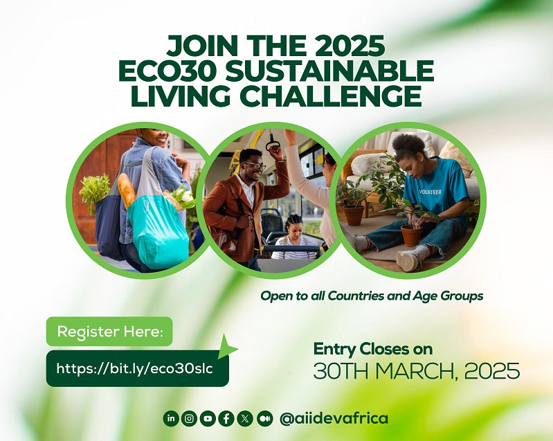 ECO30 Sustainable Living Challenge 2025

The ECO30 Sustainable Living Challenge is aimed at promoting sustainable living practices among individuals and households.

Details: opd.to/4iubyYk | Deadline: March 30