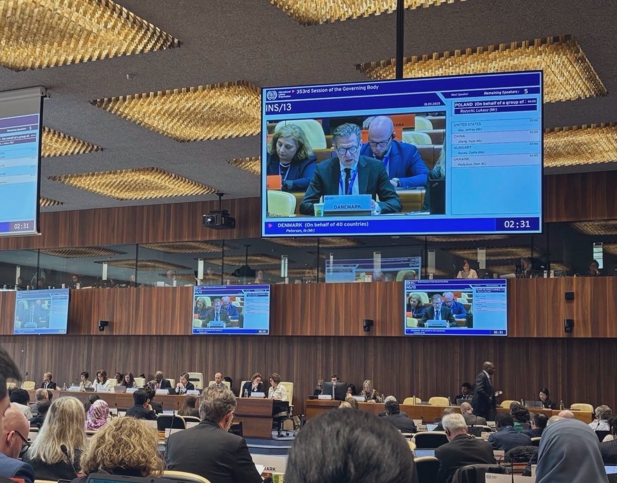 We are entering the 4th year since Russia’s unprovoked full-scale invasion of Ukraine.
🇩🇰 delivered yesterday a cross-reg. statement (40 countries) at the ILO, reaffirming our unwavering support for 🇺🇦 and need to implement the March 2022 Governing Body resolution without delay