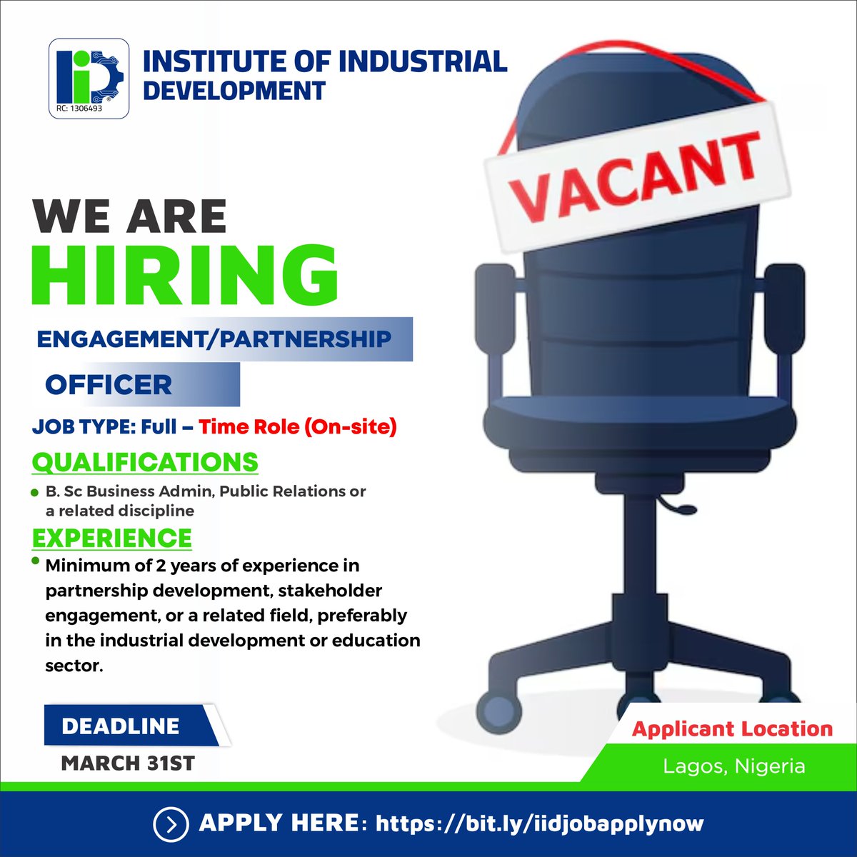 Inidevelopment's tweet image. Partnership &amp;amp; Engagement Officer Wanted!

Are you a dynamic networker with a passion for building strategic collaborations? 
Do you excel at fostering relationships that drive impact? 

📩 Apply now! 
Follow this Link bit.ly/iidjobapplynow

📅 Deadline: 31st March, 2025