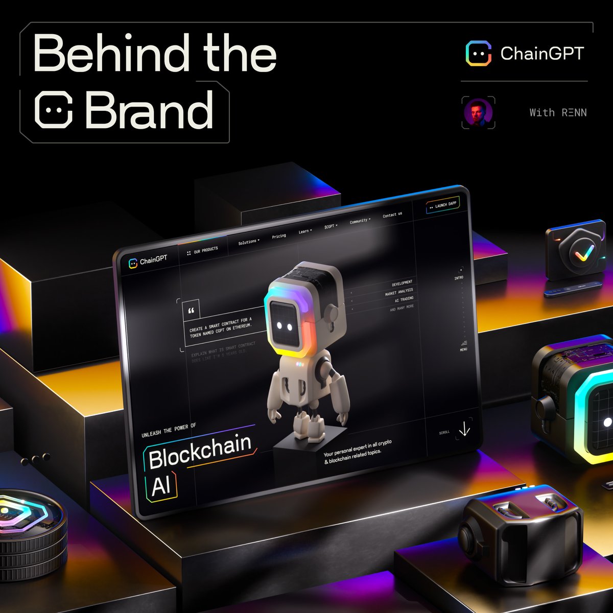Chain_GPT's tweet image. Ever wondered how ChainGPT&apos;s mascot, Mr. Robotson, came to life? 🤔

We’re taking you behind the scenes with @rennesis, the talented designer who brought our AI companion to life.

Let’s dive into the creative journey! 🎨⤵️