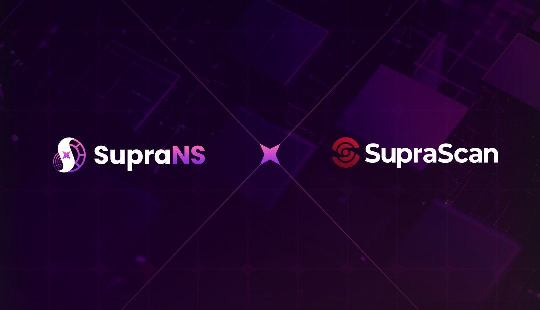 🚀 SupraNS is now integrated with SupraScan!

🔎 View transactions linked to your SupraNS domain
🔁 Switch between wallet addresses &amp; readable names
📌 Search for SupraNS domains across the explorer
⚡️ Enhanced indexing &amp; reprocessing = faster, more accurate lookups for SupraNS