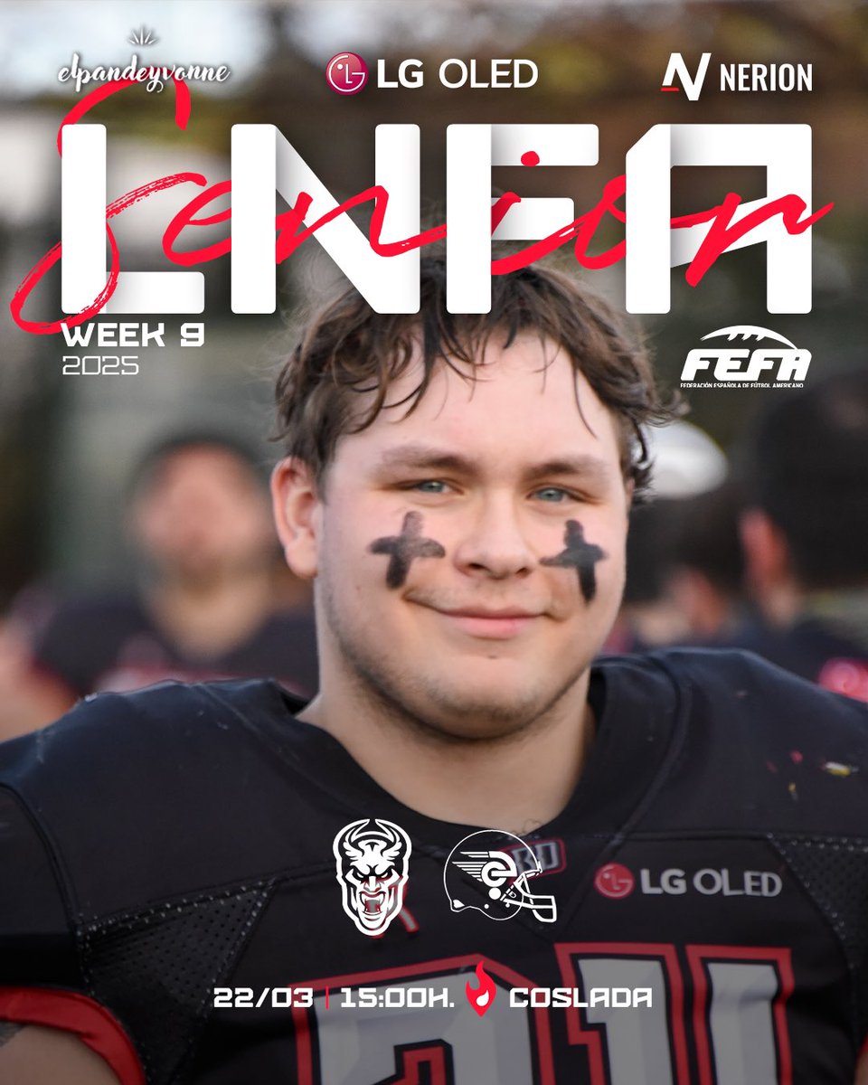BlackDemonsFA's tweet photo. GAME WEEK! 🔥 TACKLE
Este fin de semana no te puedes perder:
👉 BD Senior 🆚 @camioneroscosla
📍 Estadio Valleaguado, Coslada
👉 BD Senior B (LMFA)🆚 @MadridCapitals
📍 El Cantizal, Las Rozas
Go Demons! 😈
#JoinUsInHell #LifesGood https://t.co/D0SicsaaRG