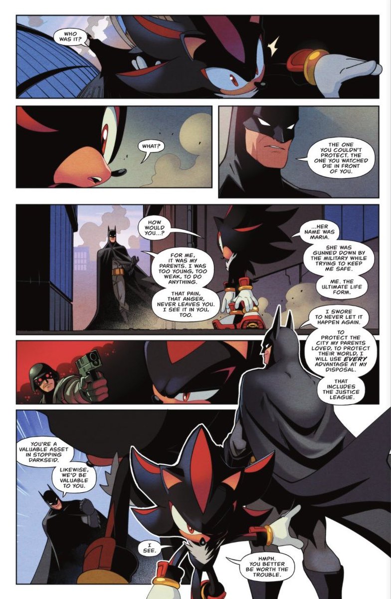 sonic x dc crossover spoilers /

this entire page is so strange to me like if you told me four years ago i'd be seeing batman and shadow in a comic together i'd have called you crazy