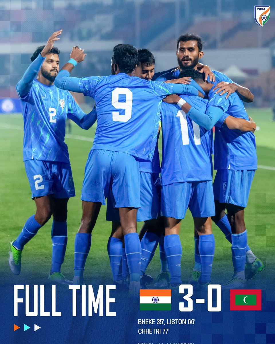 thesports_feed's tweet photo. โฝ Football Update โฝ
Goal no: 95 for Indian football legend Sunil Chhetri ๐๐๐
๐ขFull Time
IND 3:0 MDV
#indvsmdv #BlueTigers #fifa #chhetri #IndianFootball #GreenIndia https://t.co/nldSP2pmGD