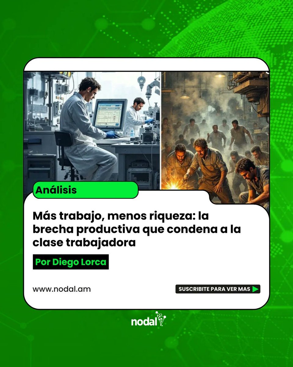 OITraF1's tweet photo. 🌎 Más trabajo, menos riqueza: la brecha productiva que condena a la clase trabajadora

📶 Datos actualizados muestran que la brecha con respecto a los países más avanzados se ha profundizado.

Por @Diego_Lorca__ para @InfoNodal

https://t.co/DYneEtMngI https://t.co/UDhbGkUK1G