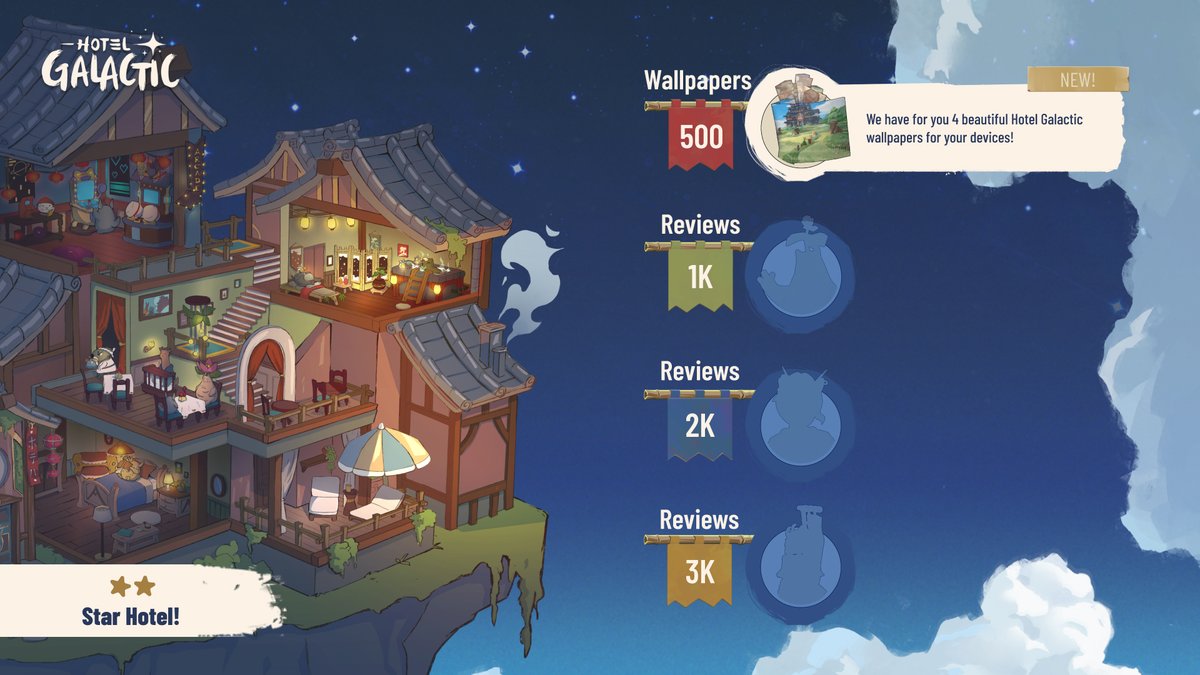 WHAT!? 👀
Travelers, you're out of this world! ✨
Thanks to your incredible support, Hotel Galactic now has OVER 500 reviews on Steam with an amazing 96% overwhelmingly positive feedback! 🥰
🌸Your love fuels our journey, and we couldn’t be more grateful.  Let's keep it up, as