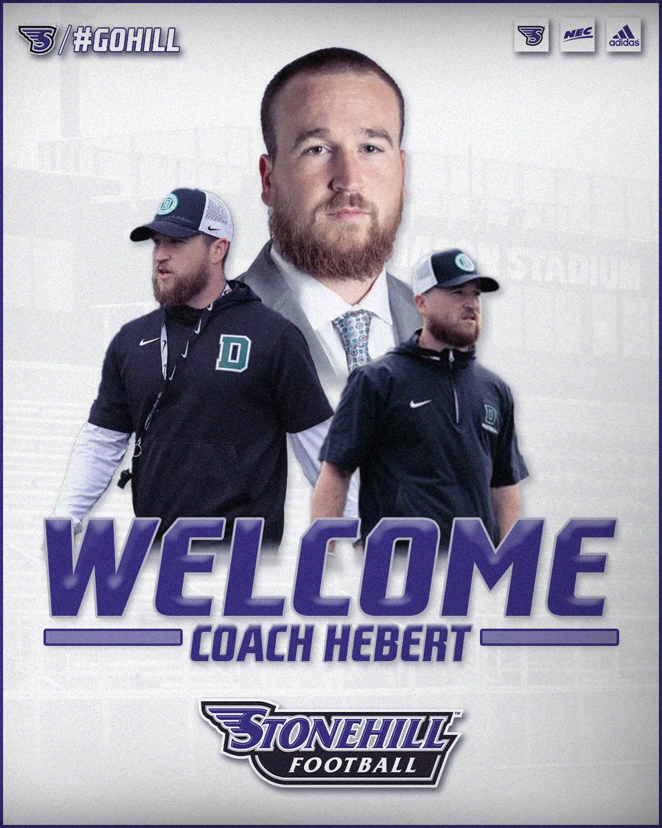 Stonehill Football #DIG (@stonehillfb) on Twitter photo We are excited to welcome <a href="/CoachHebert12/">Dan Hebert</a> to #ShovelTown as our new Offensive Coordinator!
#DIG We are excited to welcome <a href="/CoachHebert12/">Dan Hebert</a> to #ShovelTown as our new Offensive Coordinator!
#DIG