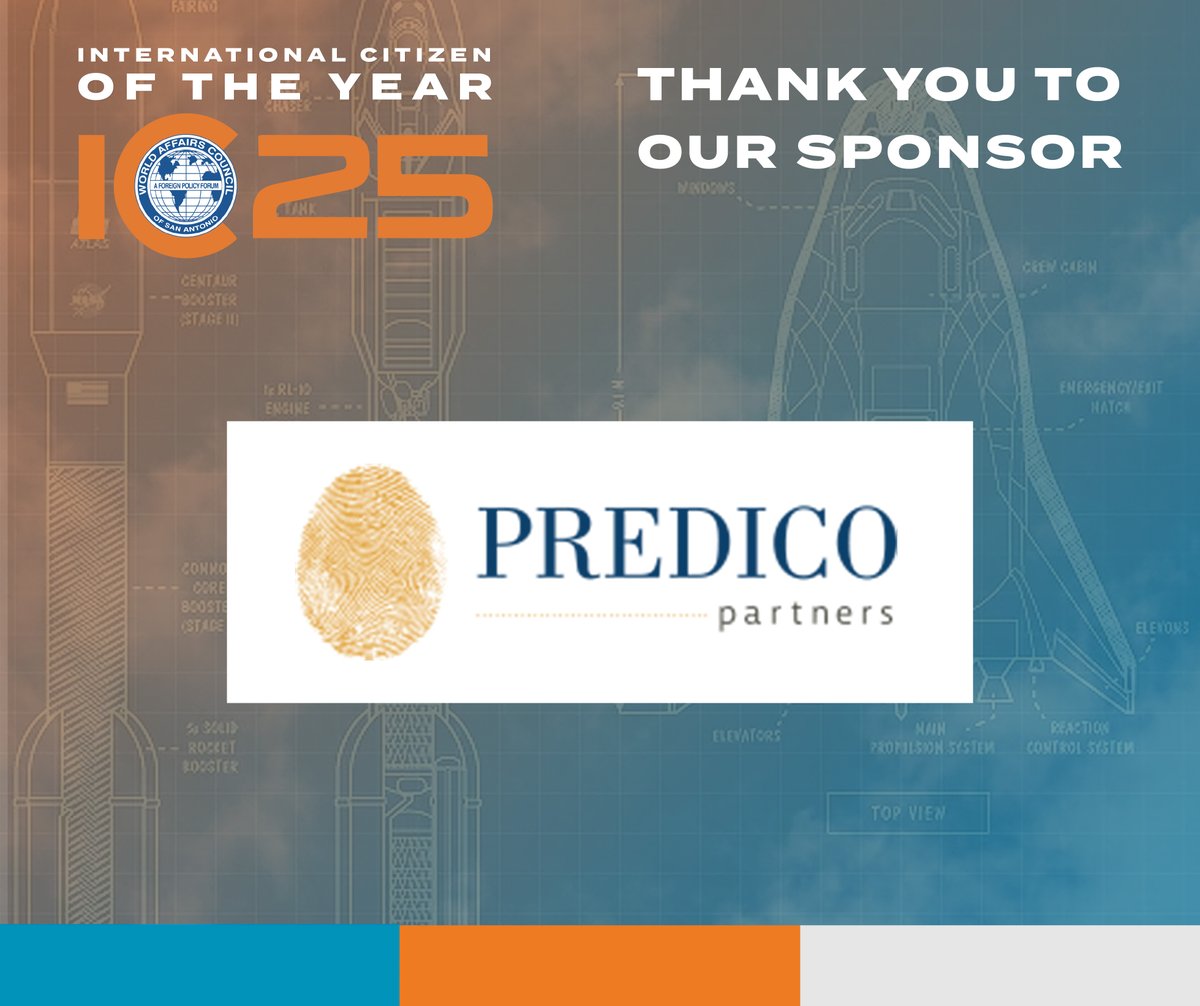 World Affairs SA (@worldaffairssa) on Twitter photo Thank you to Predico Partners for being a <a href="/WorldAffairsSA/">World Affairs SA</a> sponsor of the 2025 International Citizen of the Year Award Celebration honoring Jim Perschbach. Go to bit.ly/4k2CBew to read more about how they give back. Thank you to Predico Partners for being a <a href="/WorldAffairsSA/">World Affairs SA</a> sponsor of the 2025 International Citizen of the Year Award Celebration honoring Jim Perschbach. Go to bit.ly/4k2CBew to read more about how they give back.