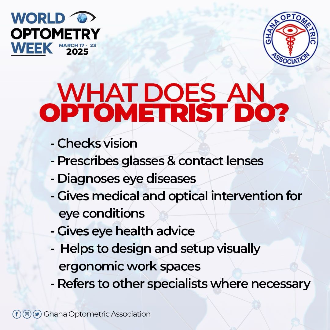 GOAssoc's tweet image. What does an optometrist do? 👁️
Read more ⬇️

#WorldOptometryWeek