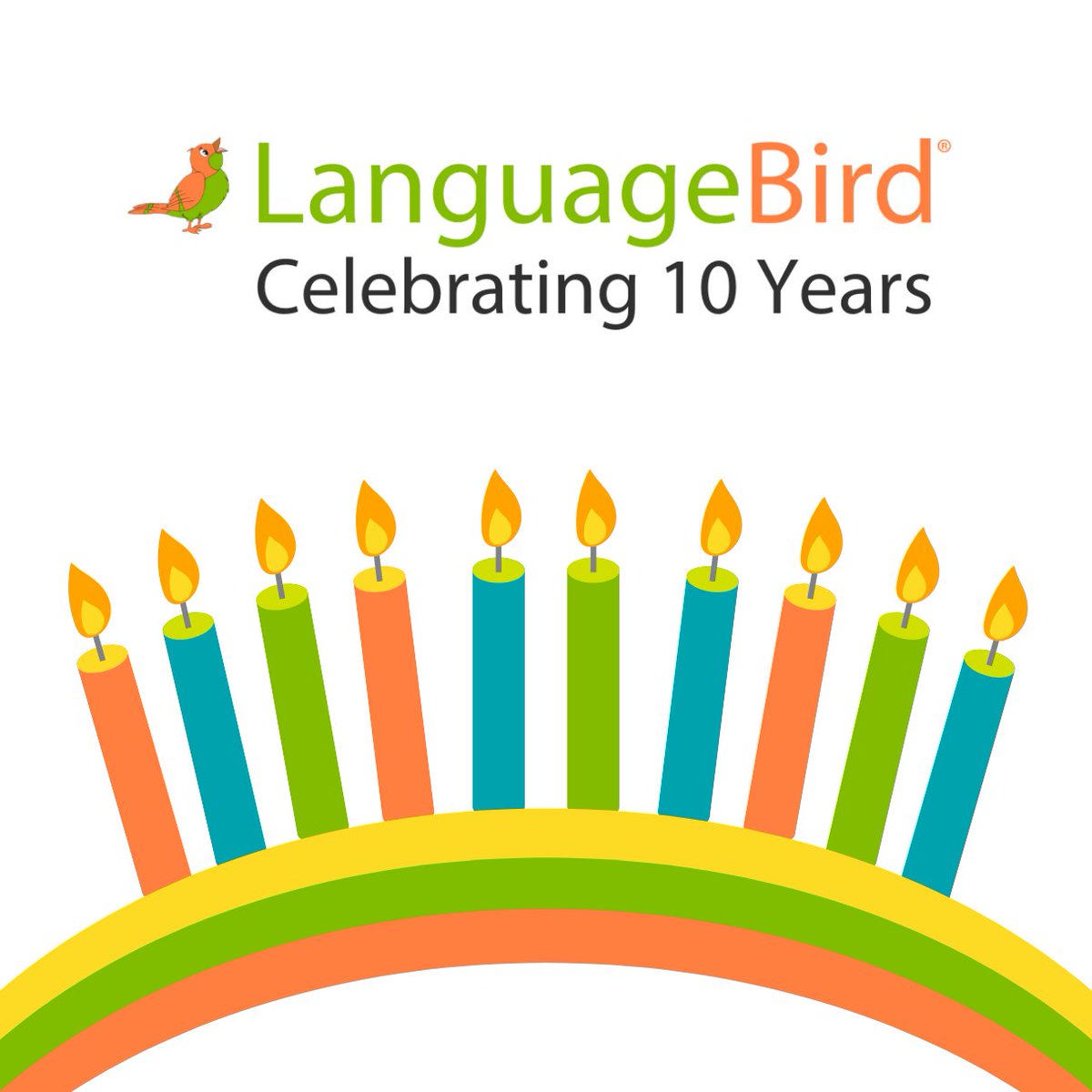 Language_Bird's tweet image. #LanguageBird is turning 10! 🎉 Read a special message from our Founder &amp;amp; CEO, Dr. Karyn Koven, and find out how you can celebrate with us: hubs.la/Q03cxsph0 
Thank you for being a part of our journey! 🧡💚

#LanguageBirdTurns10  #OnlineLearning #LanguageLearning