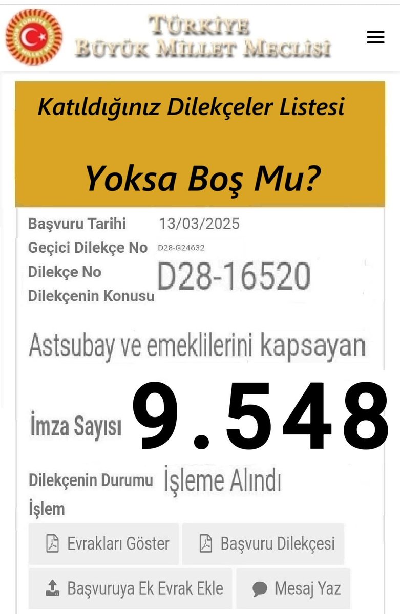 TuncbilekN's tweet photo. .
ADALET İÇİN BİR İMZA DA SEN VER...

Şehitlerimizin emanet yetimleri, gazilerimiz ve kahraman emeklilerimiz için;

Şimdi TBMM Dilekçe Komisyonunca Katılıma açılan ve en çok katılım imzasına sahip dilekçede imzan yok mu?

Vatan, millet, bayrak, şehit, gazi, kahraman
Nasıl ağzına alacaksın?

Sosyal bir Hukuk Devletine güvenle,
Desteğiniz için TBMM linki;
https://t.co/0galvJuFEP

Emekli/Muvazzaf ve vatansever, hak gözetir herkes imza kampanyasına katılabilir.

Katılım yapanların isim listeleri tarafımızdan veya başkaları tarafından görülemez.

-- Katılıma Açılan Dilekçeler
-- KATILABİLECEĞİNİZ DİLEKÇELER D28-16520 dilekçeyi bul veya

-- Search kutucuğuna 16520 yazıp, KATILABİLECEĞİNİZ DİLEKÇELER Menüsüne tıklayarak dilekçeyi bulabilir.

İmzala kutucuğunu tıklayabilirsiniz.

Çıkar peşinde olanlara değil,  Hak arayışında olanlara destek ver..

1. Yıllarca SGK'ya ödediği primlerin karşılığını alamıyorlar.
Örneğin 30 yıl 9  aydan emekli bir Asb.II.Kad.Kd.Bçvş aynı süreden emekli bir Kd.Albaydan yalnızca %10 az prim  ödemesine rağmen %71 daha az emekli maaşı almaktadır. Subay çok değil #UnutulanAstsubaylar az alıyor.
2. 36 yıl üzerinden  emekli olan;

Kd.Albay                        %64,34,

Asb.II.Kad.Kd.Bçvş     %47,96 ,
Uzman Çavuş               %59,58  son maaşlarına oranla  emekli maaşı almaktadır.
Bu durum adalete, hiyerarşiye ve matematiğe bile uymamaktadır.

3. Görev sırasında

Asb.II.Kad.Kd.Bçvş.  1000 birim,
Kd.Albay                       1370 birim almakta
yani %37 fazla almakta iken, emeklilikte fark %80 lerin üzerine çıkmasının  da sosyal devletle veya adalet, hukuk, hizmet, hiyerarşi, matematikle ilgisi yoktur.

#UnutulanAstsubay  

@TBMMGenelKurulu @TBMMresmi @Akparti @herkesicinCHP @iyiparti @MHP_Bilgi @devapartisi @SaadetPartisi @GelecekPartiTR @_DemokratParti @RTErdogan @eczozgurozel @meral_aksener @dbdevletbahceli @DpGultekinUysal @T_Karamollaoglu @alibabacan @kilicdarogluk @_cevdetyilmaz @tcsavunma @csgbakanligi @HMBakanligi @tcailesosyal @TSKGnkur @faikoztrak @ekrem_imamoglu @mansuryavas06 @isikhanvedat @AliYerlikaya @fuatoktay @dfikrisaglar @enginaltaychp @ziyaselcuk @CHPMuratBakan @BY @nevzatyuksel2 @Hurriyet @gazetesozcu @nowhaber @Haberturk @sabah @milliyet @stargazete @Gazete_Yenicag @milligazetecom @KarsiGazete @AstsubayBurada @fatihportakal @acunilicali